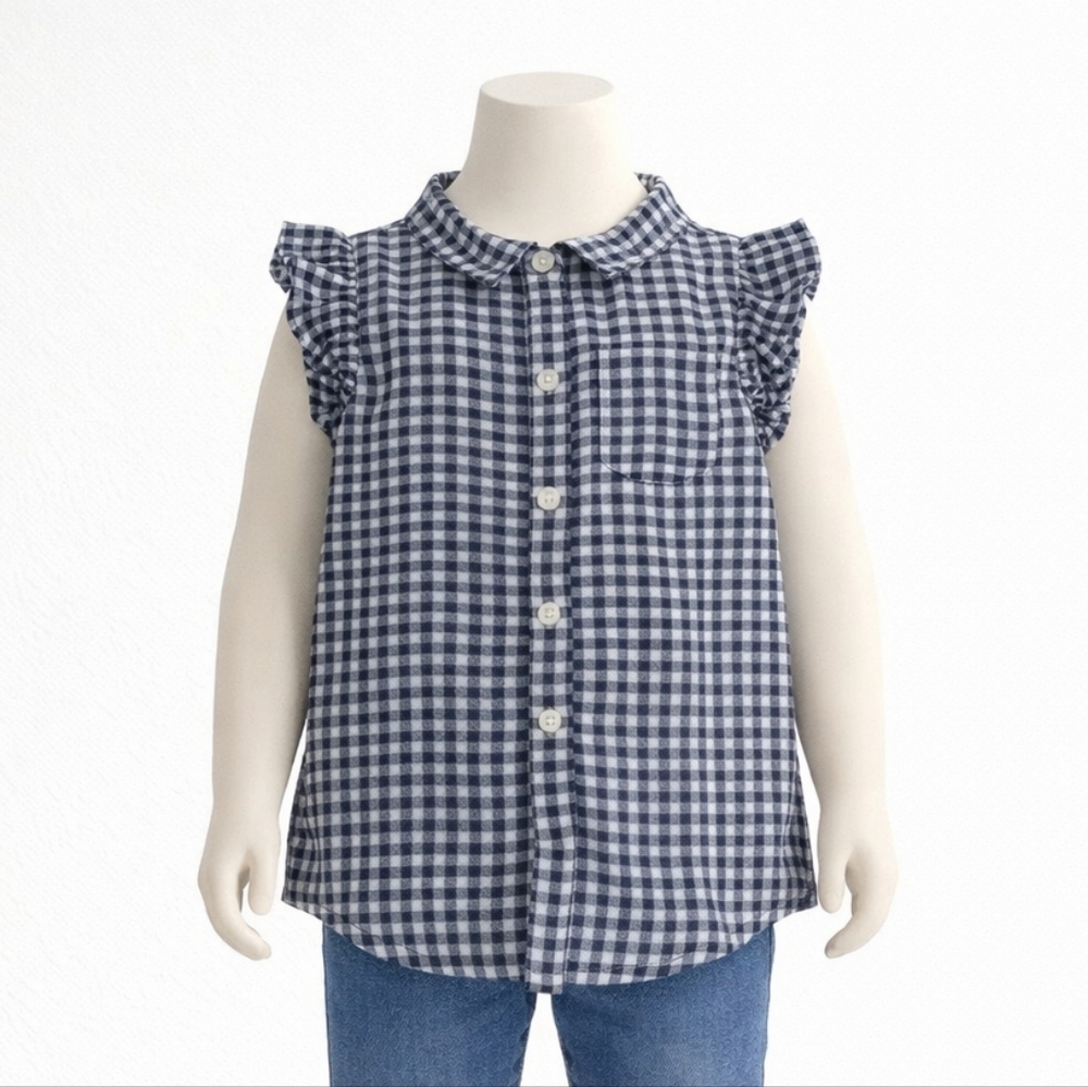 Cat & Jack Navy and White Gingham Shirt